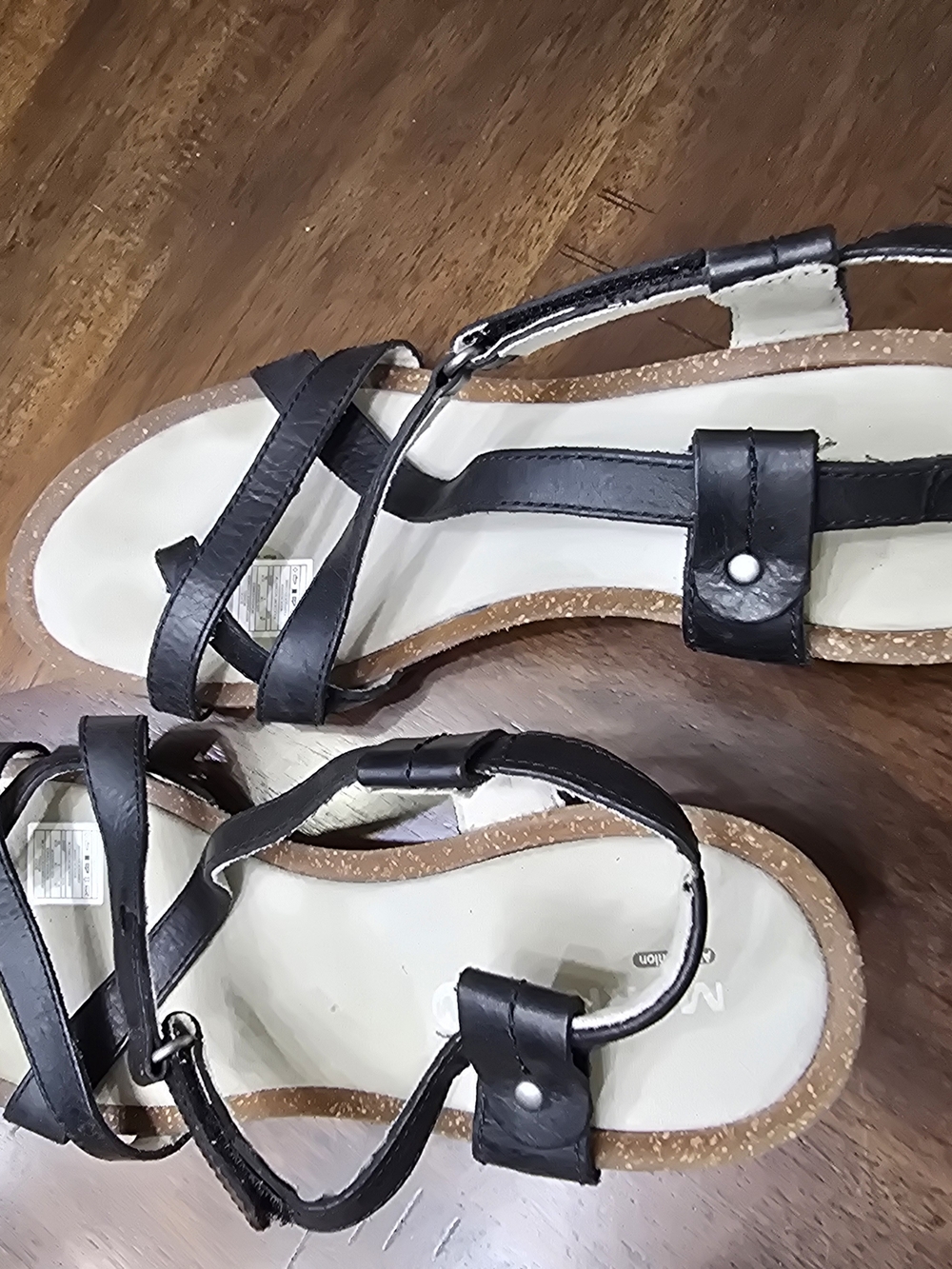 Merrell Black Strappy Cork-Style Wedge Sandals - Picture 6 of 13